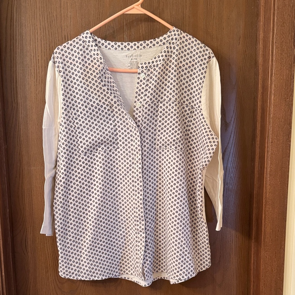 Van Heusen Women's Black and White Button Down Shirt